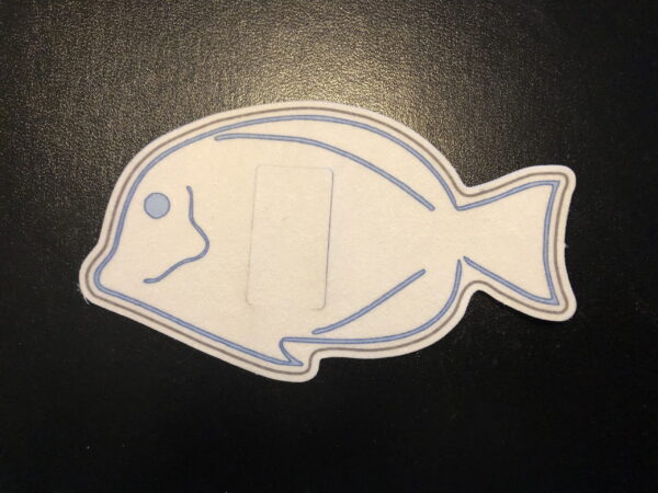 Blue Fish Designed precut adhesive patch to secure all diabetic devices