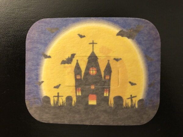 Halloween Graveyard Designed precut adhesive patch to secure all diabetic devices