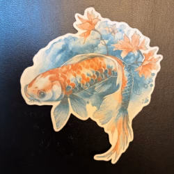 Koi Fish Design precut adhesive patch to secure all diabetic devices