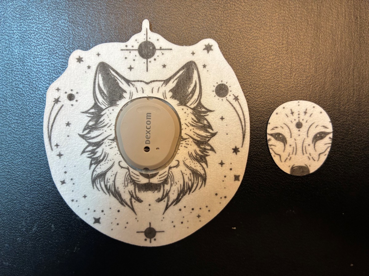 Celestial Wolf Design precut adhesive patch to secure all diabetic devices G7