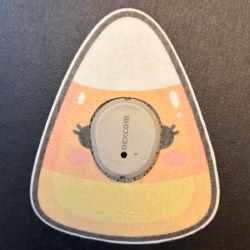 Cute Candy Corn Designed precut adhesive patch to secure all diabetic devices